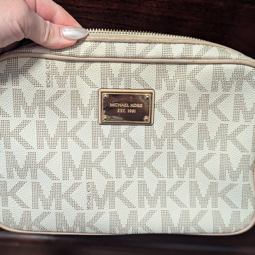 Michael Kors Beige Monogram Clutch